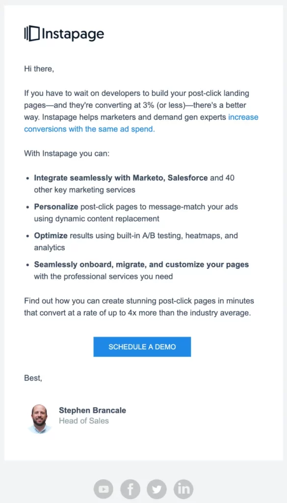 Instapage email