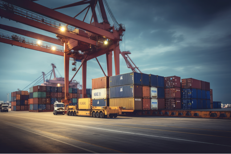 Logistics transportation container cargo ship carg rt transport industry background ai generative