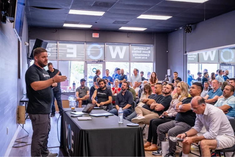 Person leading a discussion at an event