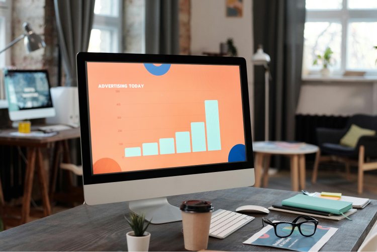 Monitor showing advertising process