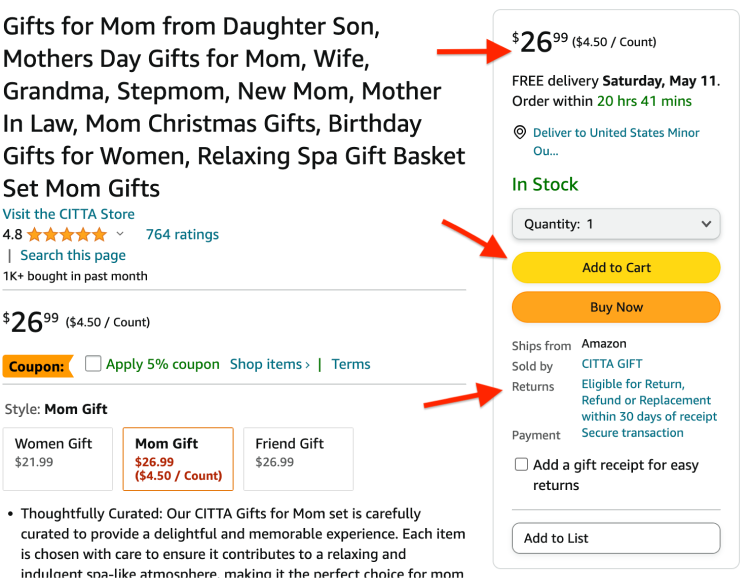 Amazon Buy Box Key Components