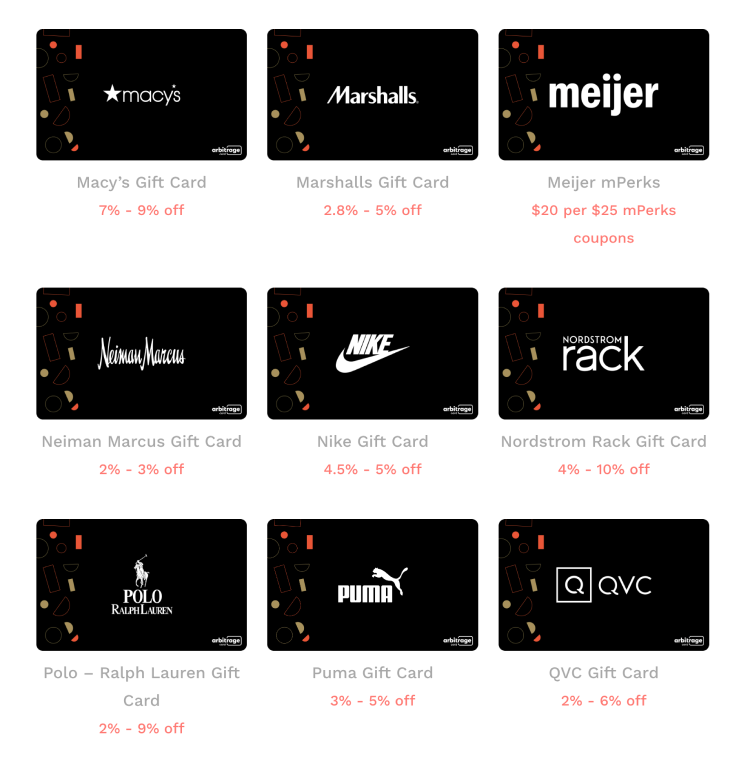 Discounted gift cards