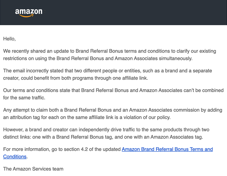 Clarification on Brand Referral Bonus Terms Update