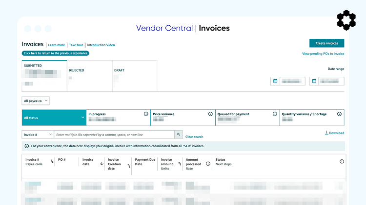 Vendor Central Invoices
